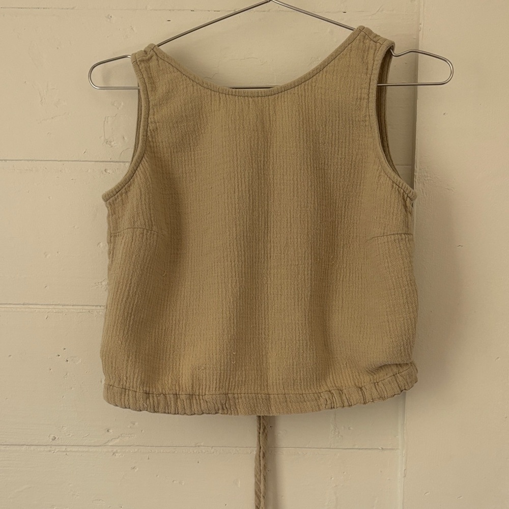 Esby Cotton Tan Reversible Tie Waist Top